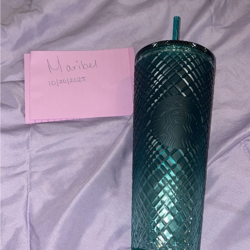Starbucks Emerald Green Textured Tumbler with Straw